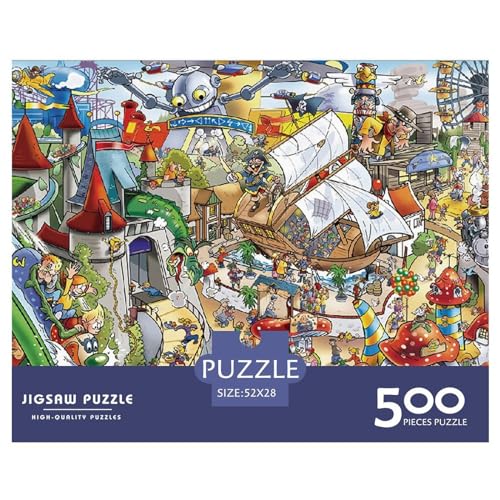 500 Teile Puzzles Vergnügungspark Holzpuzzles Anspruchsvolles Spiel Quadratische Puzzles für Erwachsene und Kinder 500 Stück (52 x 38 cm) von BREAUX