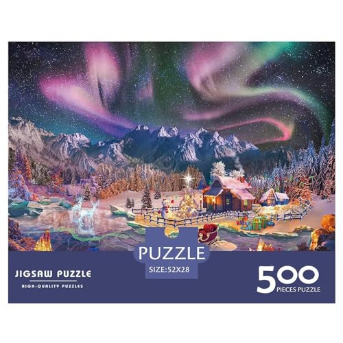 500 Teile kreative Puzzles, verschneite Nacht, Geschenk-Puzzles, rechteckiges Puzzle-Spielzeug für Erwachsene, 500 Stück (52 x 38 cm) von BREAUX