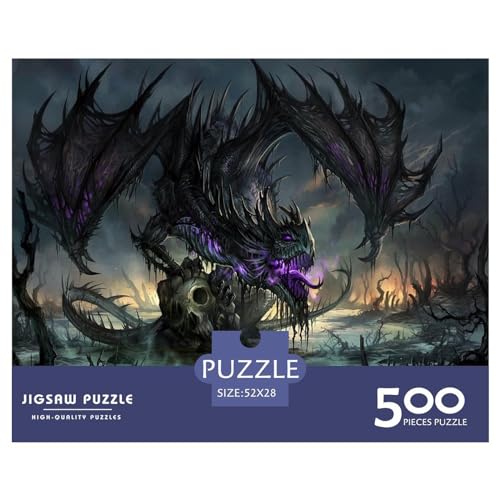 500-teiliges Puzzle für Erwachsene, Fantasy-Drachen-Puzzlesets für Familien, Holzpuzzles, Brain Challenge-Puzzle, 500 Teile (52 x 38 cm) von BREAUX