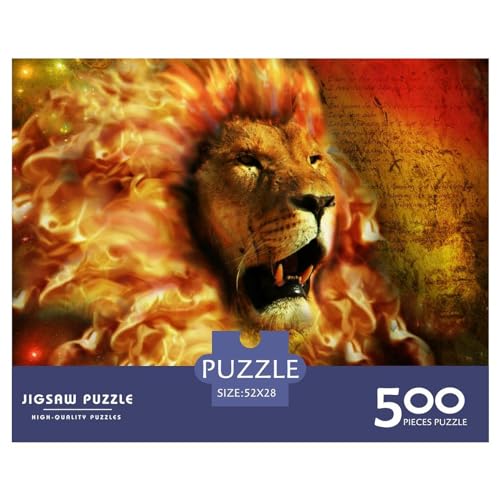 500-teiliges Puzzle für Erwachsene, Löwen-Puzzle-Sets für Familien, Holzpuzzles, Brain Challenge-Puzzle, 500 Teile (52 x 38 cm) von BREAUX