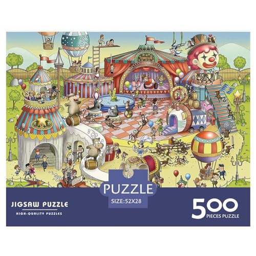 500-teiliges Puzzle für Erwachsene, Zirkus-Puzzle-Sets für Familien, Holzpuzzles, Brain Challenge-Puzzle, 500 Teile (52 x 38 cm) von BREAUX