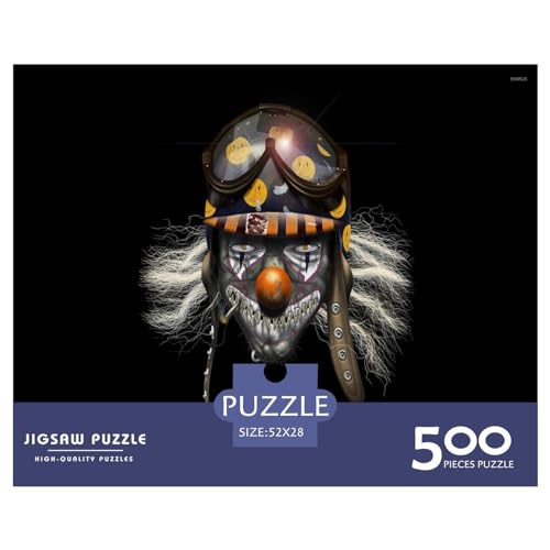 500-teiliges Puzzle für Erwachsene, gruselige Clown-Geschenke, kreative rechteckige Puzzles, Holzpuzzle 500 Teile (52 x 38 cm) von BREAUX