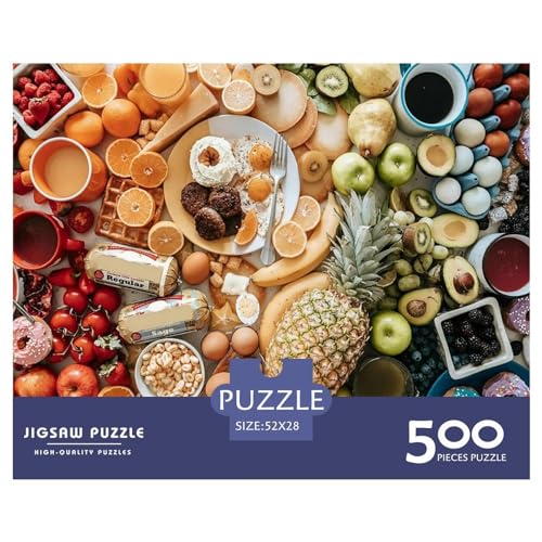 500-teiliges Puzzle für Erwachsene, köstliche Essensgeschenke, kreative rechteckige Puzzles, Holzpuzzle 500 Teile (52 x 38 cm) von BREAUX