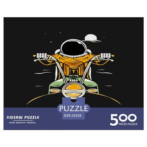500-teiliges Puzzle mit Cartoon-Astronauten für Erwachsene, kreatives rechteckiges Holzpuzzle, Geschenk für Freunde und Familie, 500 Teile (52 x 38 cm) von BREAUX