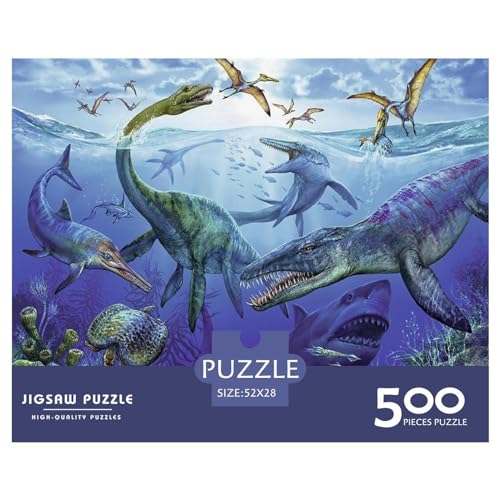 500-teiliges rechteckiges Puzzle für Erwachsene, Dinosaurierwelt, kreative Puzzle-Herausforderung, Spielzeugpuzzle, 500 Teile (52 x 38 cm) von BREAUX