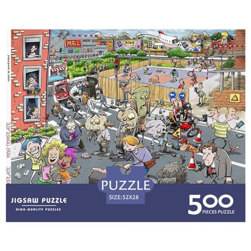 500-teiliges rechteckiges Puzzle für Erwachsene, Halloween-Zombie-Horror, kreatives Puzzle-Herausforderungsspielzeug, 500 Teile (52 x 38 cm) von BREAUX