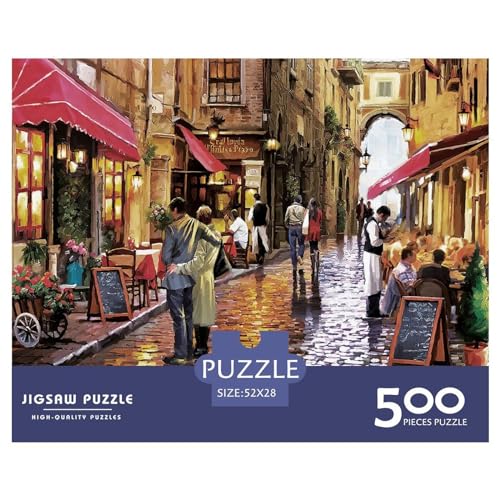 500-teiliges rechteckiges Puzzle für Erwachsene, die im Regen spazieren gehen, kreative Puzzle-Herausforderung, Spielzeugpuzzles, 500 Teile (52 x 38 cm) von BREAUX