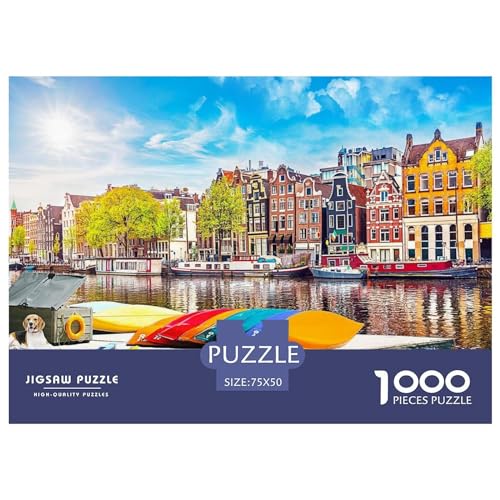 Amsterdam Niederlande Puzzle 1000 Teile für Erwachsene Puzzle Lernspiele 1000 Teile (75x50cm) von BREAUX