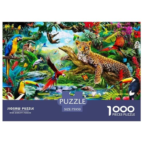 Animal Kingdom 1000-teiliges Puzzle für Erwachsene, kreatives rechteckiges Holzpuzzle, Geschenk für Freunde und Familie, 1000 Teile (75 x 50 cm) von BREAUX