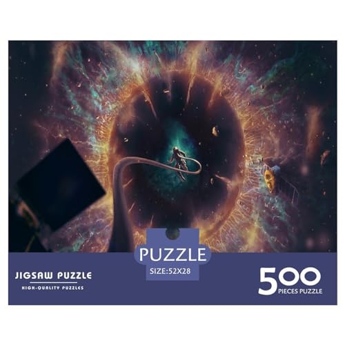 Astronaut 500-teiliges Puzzle für Erwachsene, kreatives rechteckiges Holzpuzzle, Geschenk für Freunde und Familie, 500 Teile (52 x 38 cm) von BREAUX