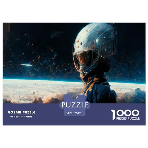 Astronaut Gifts 1000-teiliges Puzzle für Erwachsene – Holzpuzzles – Entspannungspuzzlespiele – Denksport-Puzzle 1000 Teile (75 x 50 cm) von BREAUX