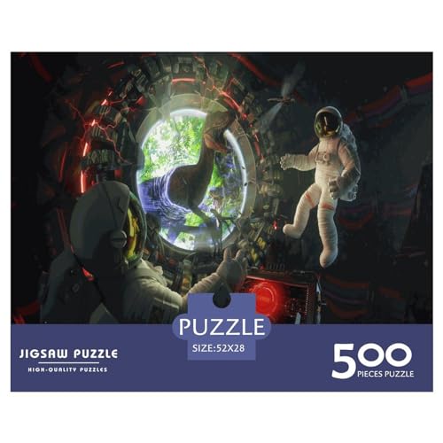 Astronauten-Holzpuzzle für Erwachsene, 500-teiliges Puzzle, rechteckiges Puzzle, Geschenke für Erwachsene, Spiel, 500 Teile (52 x 38 cm) von BREAUX