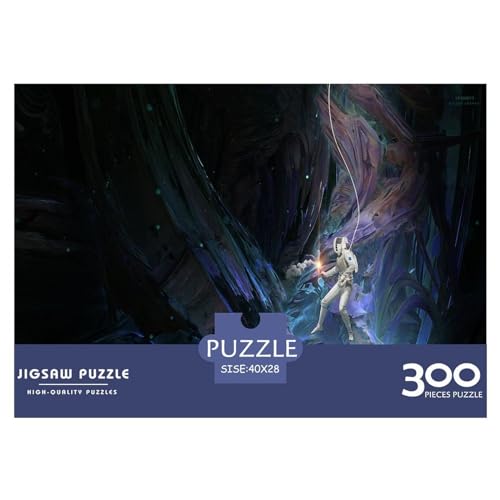 Astronauten-Puzzle, 300 Teile, kreatives rechteckiges großes Familienpuzzlespiel, Kunstwerk für Erwachsene, 300 Teile (40 x 28 cm) von BREAUX
