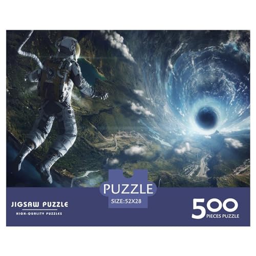 Astronauten-Puzzle, 500 Teile, kreatives rechteckiges großes Familienpuzzlespiel, Kunstwerk für Erwachsene, 500 Teile (52 x 38 cm) von BREAUX