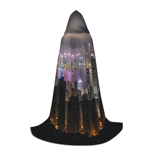 BREAUX Aerial Night of View Hong Kong Print Kapuzenumhang Uni Full Length Hooded Cape Dress Up Ball Comic Ausstellung Kostüm BREAUX Aerial Night of View Hong Kong Print Kapuzenumhang Uni Full Length Hooded Cape Dress Up Ball Comic Ausstellung Kostüm von BREAUX