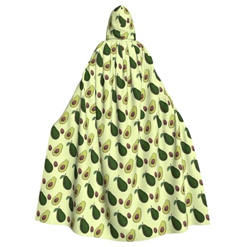 BREAUX Avocado Fruit Print Hooded Cloak, Oversized Hooded Cape with Bow Tie Uni Adult Halloween Costume von BREAUX