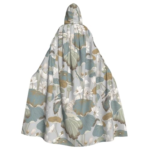 BREAUX Black Lily Pads Print Hooded Cloak, Oversized Hooded Cape with Bow Tie Uni Adult Halloween Costume BREAUX Black Lily Pads Print Hooded Cloak, Oversized Hooded Cape with Bow Tie Uni Adult Halloween Costume von BREAUX