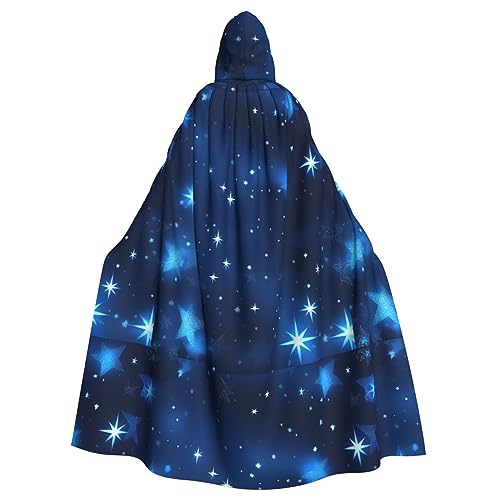 BREAUX Blauer Shining Stars Muster Druck Kapuzenumhang Übergroßer Kapuzenumhang mit Fliege Uni Erwachsene Halloween Kostüm BREAUX Blauer Shining Stars Muster Druck Kapuzenumhang Übergroßer Kapuzenumhang mit Fliege Uni Erwachsene Halloween Kostüm von BREAUX