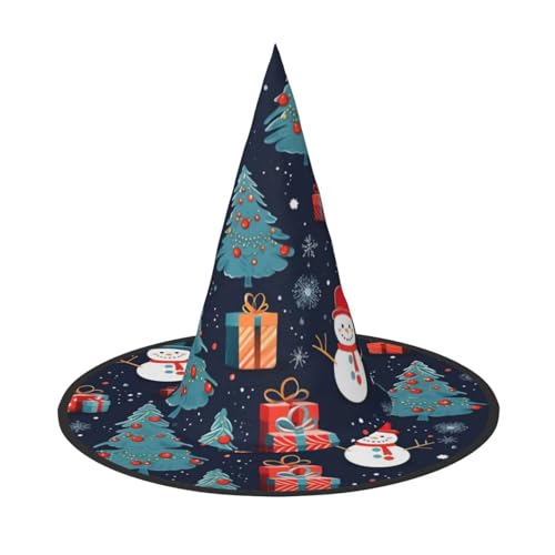 BREAUX Blauer Weihnachts-Schneemann-Druck, Halloween-Hexen- und Zaubererhut, Hexenkostüm für Themendekoration, Halloween-Party von BREAUX