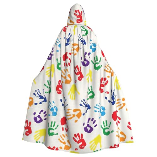 BREAUX Bunte Handformen, Regenbogen-Druck, Halloween-Umhang, Halloween-Umhang, Halloween-Kapuzenumhang, Partydekoration für Erwachsene BREAUX Bunte Handformen, Regenbogen-Druck, Halloween-Umhang, Halloween-Umhang, Halloween-Kapuzenumhang, Partydekoration für Erwachsene von BREAUX