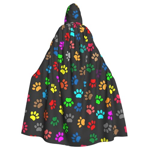 BREAUX Bunter Hundepfotenabdruck, schwarzer Halloween-Umhang, Halloween-Umhang, Halloween-Kapuzenumhang, Partydekoration für Erwachsene BREAUX Bunter Hundepfotenabdruck, schwarzer Halloween-Umhang, Halloween-Umhang, Halloween-Kapuzenumhang, Partydekoration für Erwachsene von BREAUX