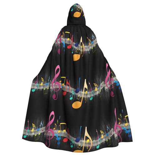 BREAUX Bunter Musiknoten-Druck, Halloween-Umhang, Halloween-Umhang, Halloween-Kapuzenumhang, Partydekoration für Erwachsene BREAUX Bunter Musiknoten-Druck, Halloween-Umhang, Halloween-Umhang, Halloween-Kapuzenumhang, Partydekoration für Erwachsene von BREAUX