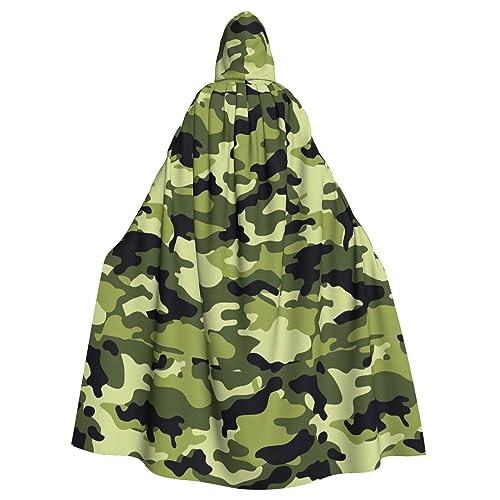 BREAUX Camo Green Print Hooded Cloak, Oversized Hooded Cape with Bow tie, Uni Adult Halloween Costume BREAUX Camo Green Print Hooded Cloak, Oversized Hooded Cape with Bow tie, Uni Adult Halloween Costume von BREAUX