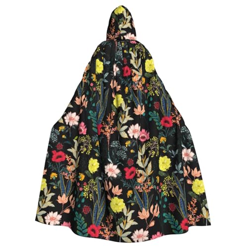 BREAUX Farbenfroher Boho-Blumendruck, Halloween, Erwachsenen-Kapuzenumhang für Partys, Karneval, Cosplay, Kostüme, Bühnendekorationen von BREAUX
