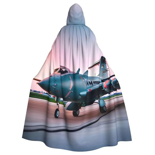 BREAUX Flugzeugdruck Halloween Erwachsene Kapuzenumhang Umhang Umhang für Partys Karneval Cosplay Kostüme Bühnendekorationen von BREAUX
