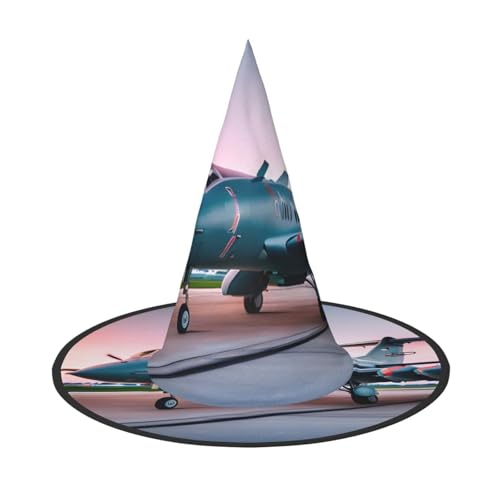 BREAUX Flugzeugdruck Halloween Hexe und Zauberer Hut Hexenkostüm für Themendekoration Halloween Party von BREAUX