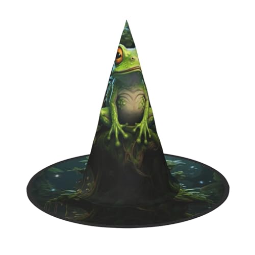 BREAUX Friedensfrosch Baum Druck Halloween Hexe und Zauberer Hut Hexenkostüm für Themendekoration Halloween Party von BREAUX