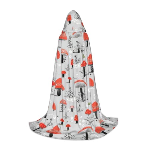 BREAUX Gemütlicher Kapuzenumhang mit Cartoon-Pilz-Druck, stilvoller Kapuzenumhang für Damen und Herren, kann für Karneval verwendet werden von BREAUX