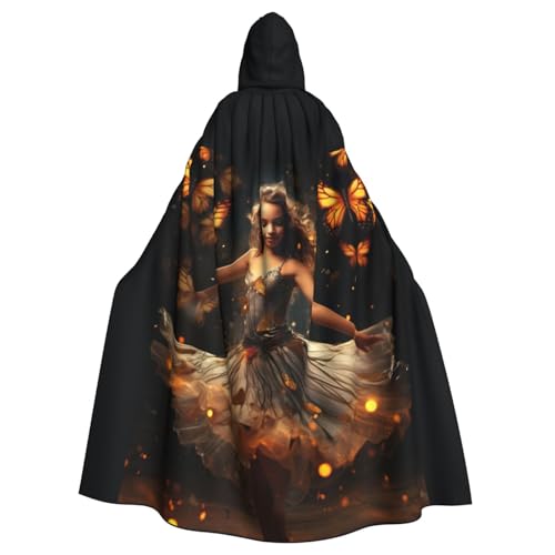BREAUX Girl Dance Schmetterling Druck Kapuzenumhang Übergroßer Kapuzenumhang mit Fliege Uni Erwachsene Halloween Kostüm BREAUX Girl Dance Schmetterling Druck Kapuzenumhang Übergroßer Kapuzenumhang mit Fliege Uni Erwachsene Halloween Kostüm von BREAUX