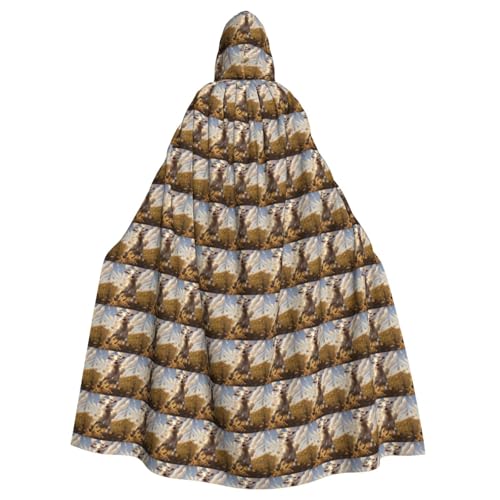 BREAUX Goat Frolic Print Hooded Cloak Oversized Hooded Cape with Bow Tie Uni Adult Halloween Costume BREAUX Goat Frolic Print Hooded Cloak Oversized Hooded Cape with Bow Tie Uni Adult Halloween Costume von BREAUX