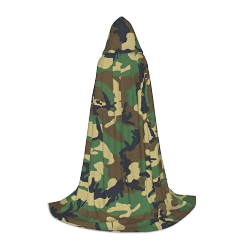 BREAUX Grüner Militär-Camouflage-Umhang mit Kapuze, Uni, volle Länge, Kapuzenumhang, Ball-Comic-Kostüm BREAUX Grüner Militär-Camouflage-Umhang mit Kapuze, Uni, volle Länge, Kapuzenumhang, Ball-Comic-Kostüm von BREAUX
