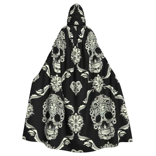 BREAUX Halloween-Umhang mit Blumen, Totenkopf, Ornament-Muster, Halloween-Umhang, Halloween-Kapuzenumhang, Partyumhang für Erwachsene BREAUX Halloween-Umhang mit Blumen, Totenkopf, Ornament-Muster, Halloween-Umhang, Halloween-Kapuzenumhang, Partyumhang für Erwachsene von BREAUX