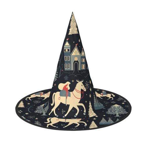 BREAUX Haus Hirsch Baum Weihnachten Druck Halloween Hexe und Zauberer Hut Hexenkostüm für Themendekoration Halloween Party BREAUX Haus Hirsch Baum Weihnachten Druck Halloween Hexe und Zauberer Hut Hexenkostüm für Themendekoration Halloween Party von BREAUX