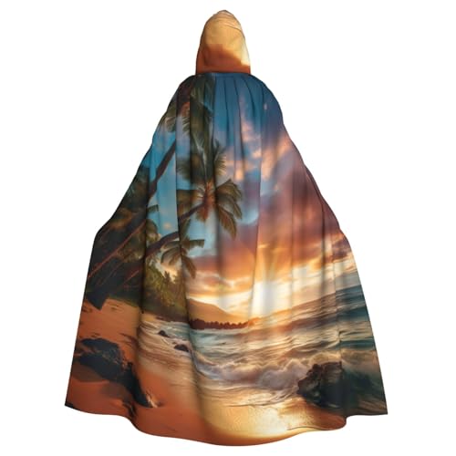 BREAUX Hawaiianischer Strand mit Palmenaufdruck, Halloween-Umhang mit Kapuze, für Erwachsene, für Partys, Karneval, Cosplay, Kostüme, Bühnendekorationen BREAUX Hawaiianischer Strand mit Palmenaufdruck, Halloween-Umhang mit Kapuze, für Erwachsene, für Partys, Karneval, Cosplay, Kostüme, Bühnendekorationen von BREAUX
