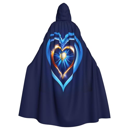 BREAUX Himmelblauer Herzaufdruck, Halloween-Umhang mit Kapuze für Erwachsene, für Partys, Karneval, Cosplay, Kostüme, Bühnendekorationen BREAUX Himmelblauer Herzaufdruck, Halloween-Umhang mit Kapuze für Erwachsene, für Partys, Karneval, Cosplay, Kostüme, Bühnendekorationen von BREAUX