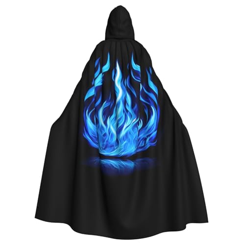 BREAUX Indigo Flame Print Kapuzenumhang Übergroßer Kapuzenumhang mit Fliege Uni Erwachsene Halloween Kostüm von BREAUX