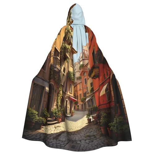 BREAUX Italienischer Straßendruck Halloween Erwachsene Kapuzenumhang Umhang Umhang für Partys Karneval Cosplay Kostüme Bühnendekorationen von BREAUX