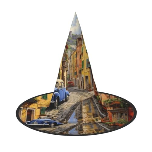 BREAUX Italienischer Straßendruck Halloween Hexe und Zauberer Hut Hexenkostüm für Themendekoration Halloween Party BREAUX Italienischer Straßendruck Halloween Hexe und Zauberer Hut Hexenkostüm für Themendekoration Halloween Party von BREAUX