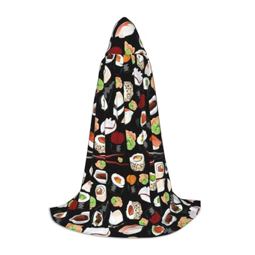 BREAUX Japanischer Sushi-Kapuzenumhang mit schwarzem Druck, Uni, volle Länge, Kapuzenumhang, Ball-Kostüm, Comicausstellung BREAUX Japanischer Sushi-Kapuzenumhang mit schwarzem Druck, Uni, volle Länge, Kapuzenumhang, Ball-Kostüm, Comicausstellung von BREAUX
