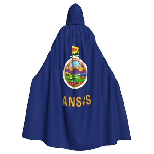 BREAUX Kansas Kapuzenumhang mit Staatsflagge, für Halloween, Erwachsene, für Partys, Karneval, Cosplay, Bühnendekorationen BREAUX Kansas Kapuzenumhang mit Staatsflagge, für Halloween, Erwachsene, für Partys, Karneval, Cosplay, Bühnendekorationen von BREAUX