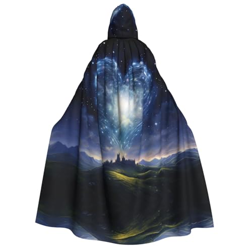 BREAUX Kapuzenumhang für Erwachsene, Sternschnuppe, Herz-Aufdruck, uni, passend für Themenpartys und Cosplay-Konventionen von BREAUX