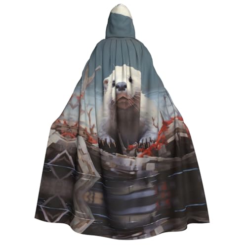 BREAUX Kapuzenumhang für Erwachsene, weißer Otter-Druck, uni, passend für Themenpartys und Cosplay-Konventionen BREAUX Kapuzenumhang für Erwachsene, weißer Otter-Druck, uni, passend für Themenpartys und Cosplay-Konventionen von BREAUX