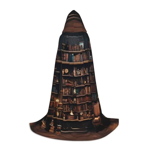 BREAUX Kapuzenumhang mit Bibliotheks-Bücherregal-Druck, Uni, volle Länge, Kapuzenumhang, Ball-Kostüm, Comicausstellung BREAUX Kapuzenumhang mit Bibliotheks-Bücherregal-Druck, Uni, volle Länge, Kapuzenumhang, Ball-Kostüm, Comicausstellung von BREAUX