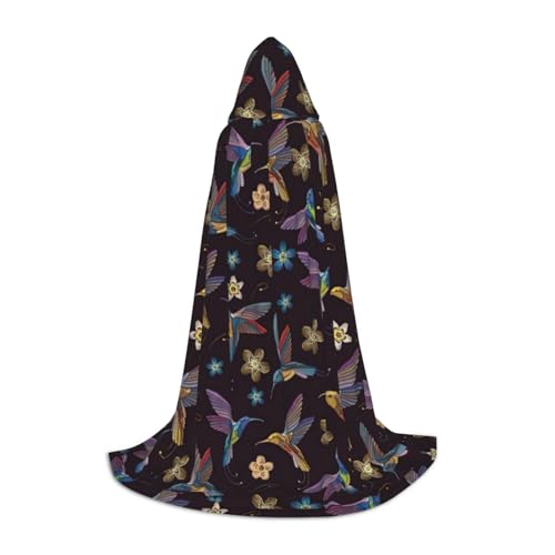 BREAUX Kapuzenumhang mit Blumen-Kolibri-Stickerei, Uni, volle Länge, Kapuzenumhang, Ball-Comic-Kostüm BREAUX Kapuzenumhang mit Blumen-Kolibri-Stickerei, Uni, volle Länge, Kapuzenumhang, Ball-Comic-Kostüm von BREAUX