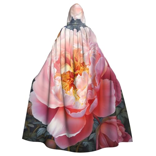 BREAUX Kapuzenumhang mit Pfingstrosen-Motiv, für Halloween, Erwachsene, für Partys, Karneval, Cosplay, Bühnendekorationen von BREAUX