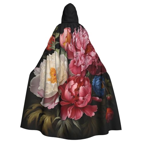 BREAUX Kapuzenumhang mit Pfingstrosen-Motiv, für Halloween, Erwachsene, für Partys, Karneval, Cosplay, Bühnendekorationen BREAUX Kapuzenumhang mit Pfingstrosen-Motiv, für Halloween, Erwachsene, für Partys, Karneval, Cosplay, Bühnendekorationen von BREAUX